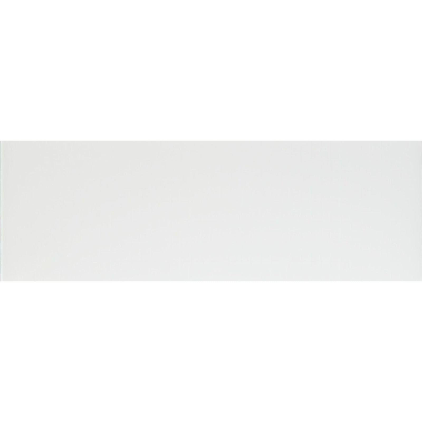 A minimalist white arctic clear glass rectangular panel with a smooth matte finish measuring 300 by 100mm