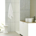 Arctic Crushed Pearl Decorative Glass in a bathroom setting