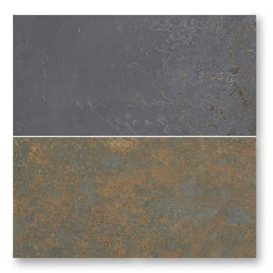 Ardosia diamond sawn edge 30 x 60cm dark gray and earthy brown textured stone tiles with natural veining