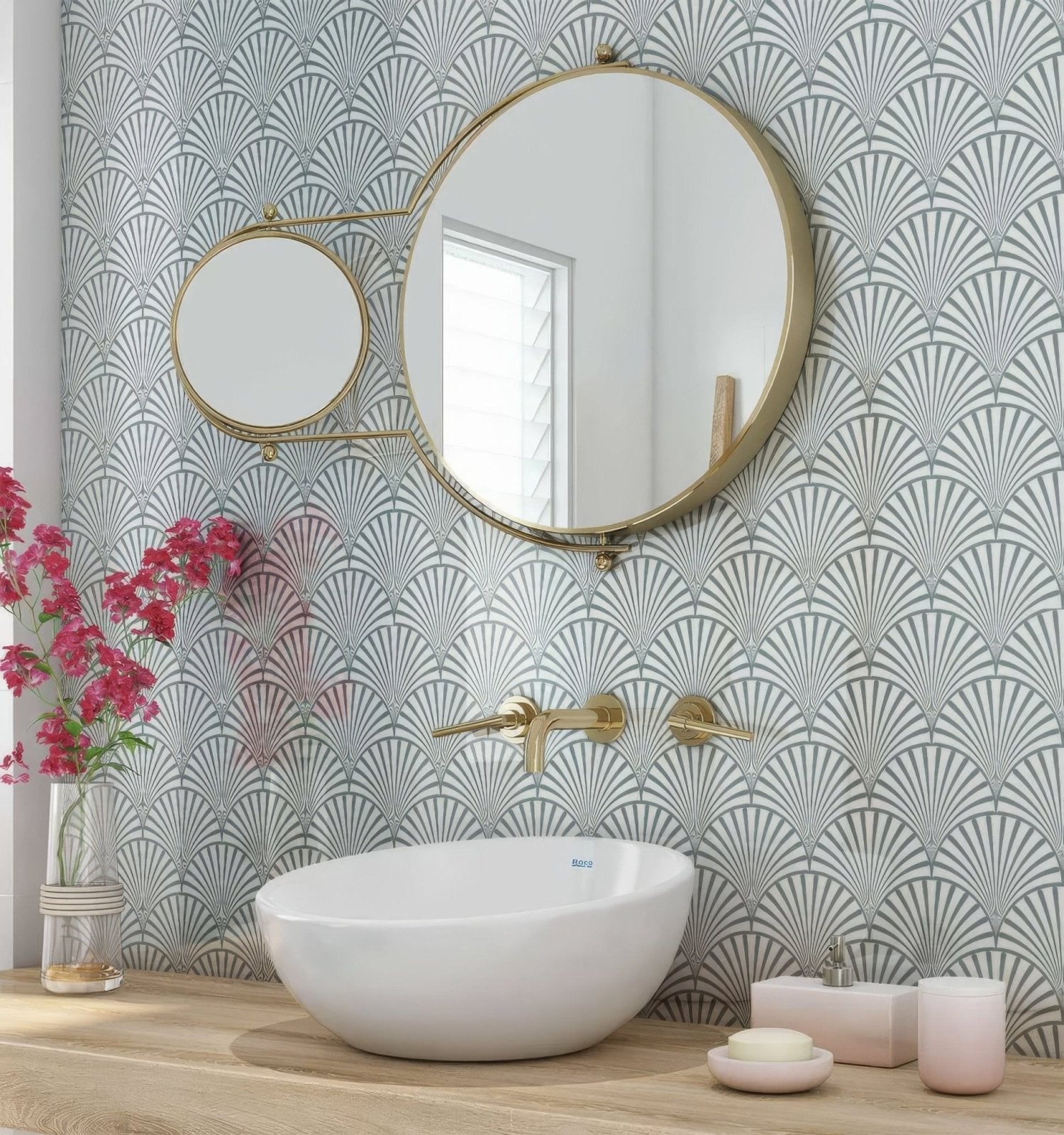 Art Deco Decorative Fan Shower Panel