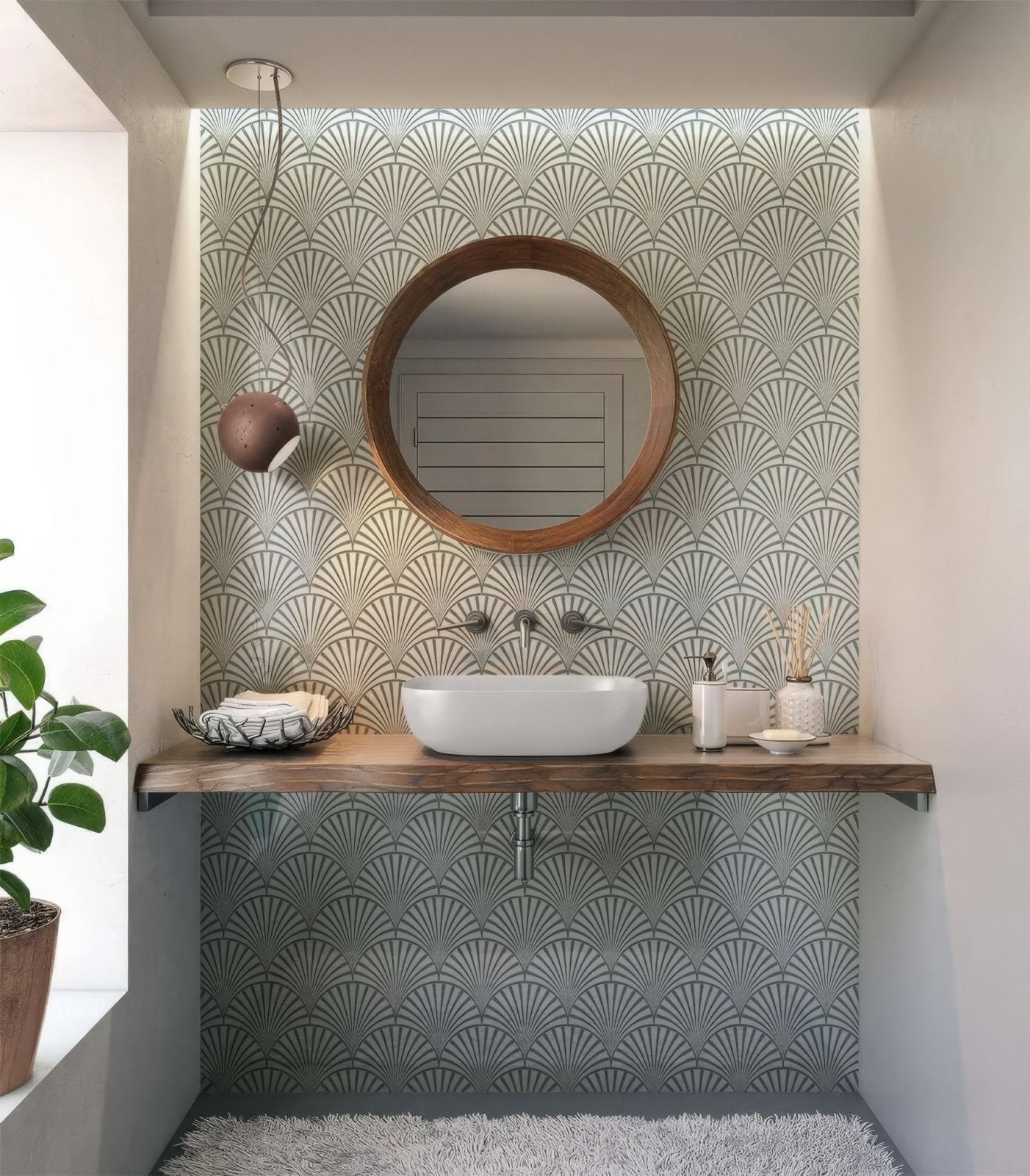 Art Deco Decorative Fan Shower Panel