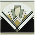 Art Deco Fan With Real Platinum and Gold on Brilliant White