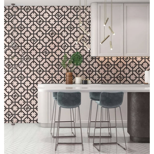 Art Deco Fashion Pink Black Shower Panel