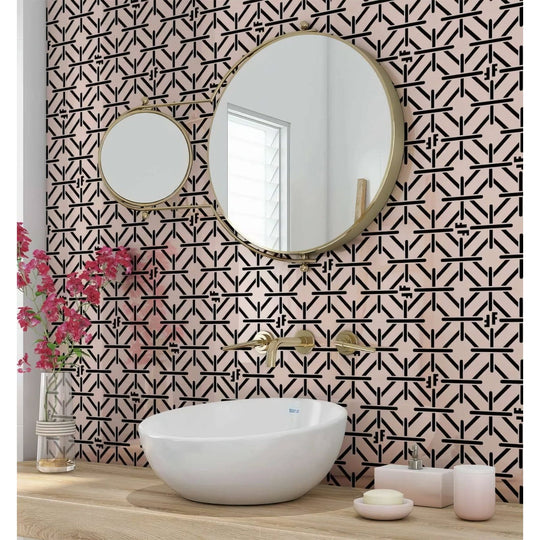 Art Deco Fashion Pink Black Shower Panel - alternate view