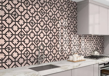 Art Deco Fashion Pink Black Shower Panel