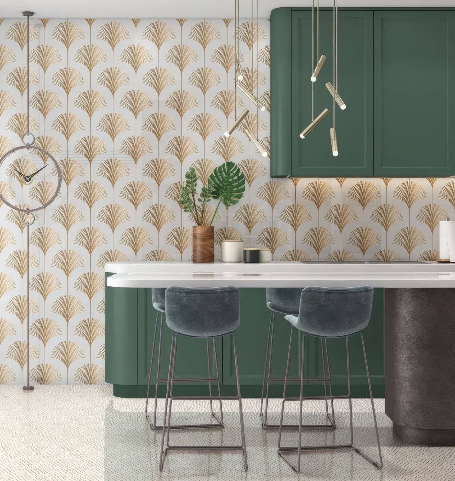 Art Deco Palm Martini Shower Panel