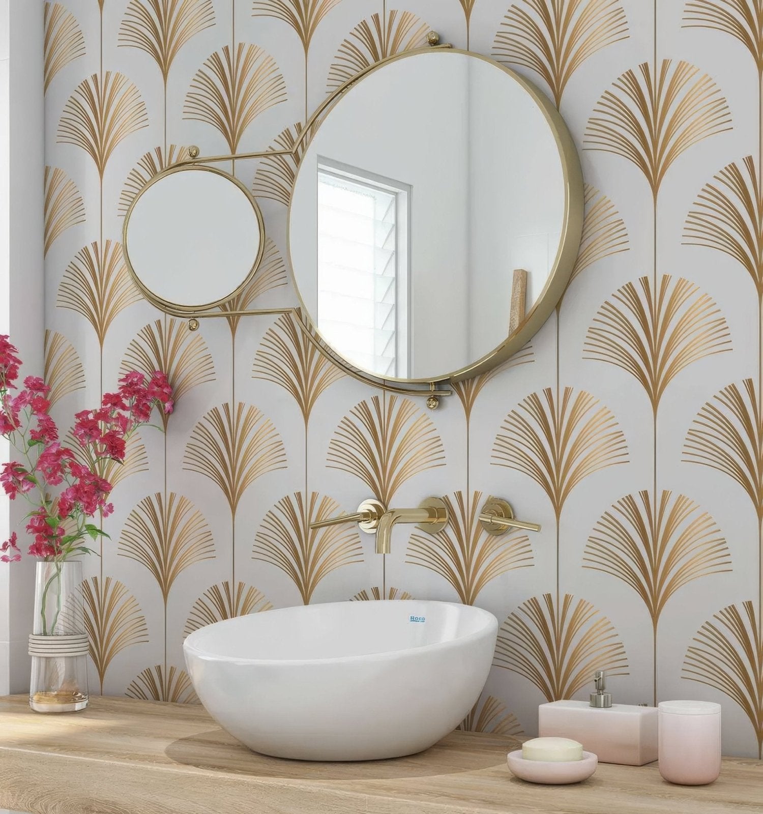 Art Deco Palm Martini Shower Panel