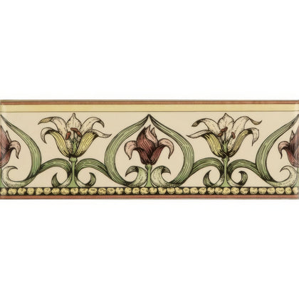 Art Nouveau Lily, Green Classical Decorative Border, on County White