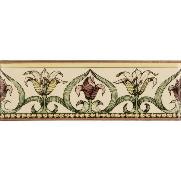 Lily, Green Classical Decorative Border, on County White