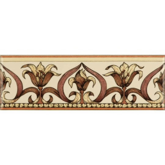 Art Nouveau Lily Pink Classical Decorative Border on County White