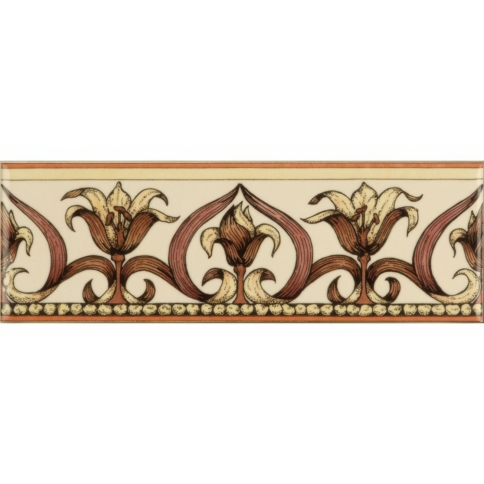 Art Nouveau Lily Pink Classical Decorative Border on County White