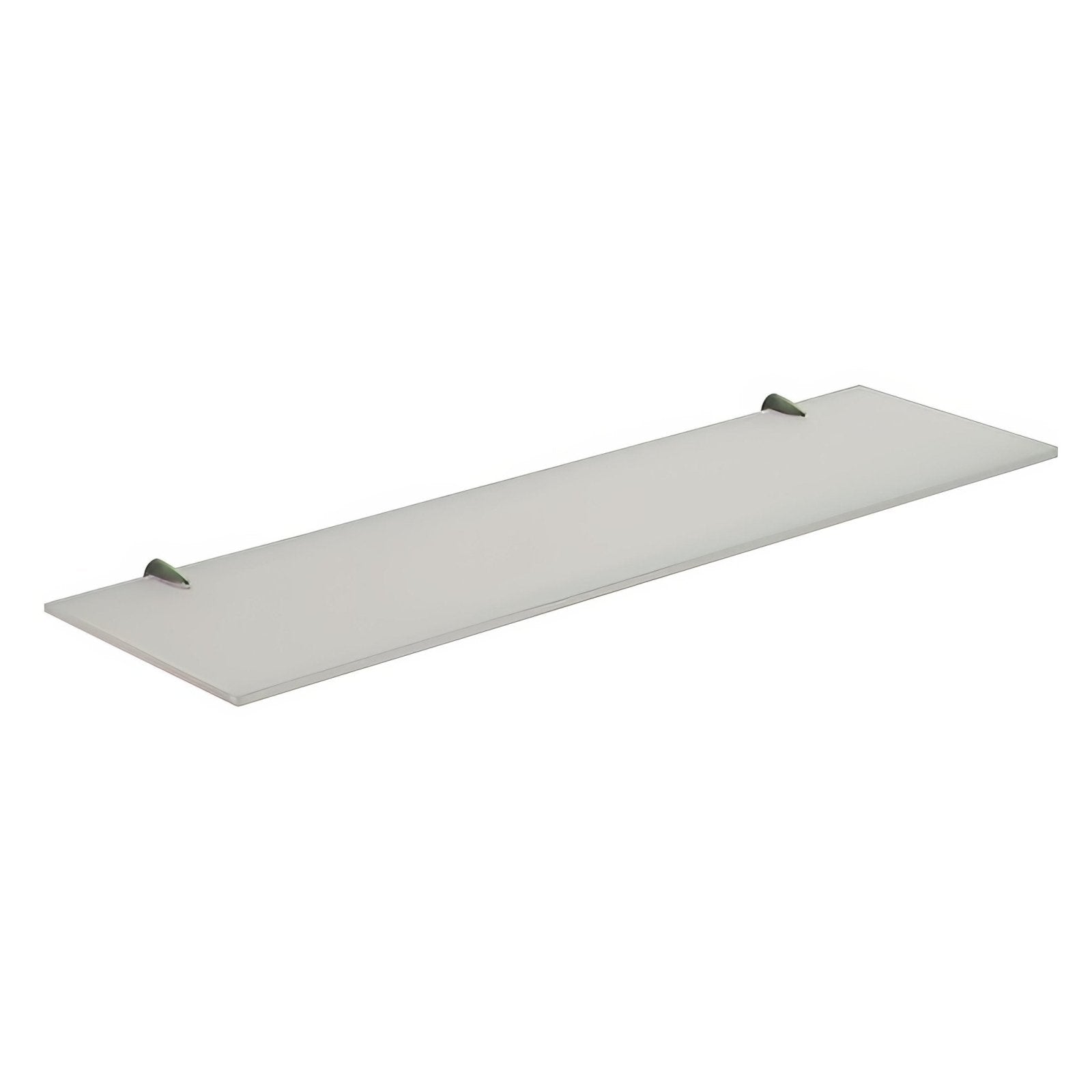 Arimis glass shelf 60cm chrome with sleek white glass and dark metal mounting brackets for wall display