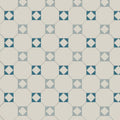 Arundel dover white grey and pugin blue ceramic floor tiles with beige and teal geometric hexagonal pattern