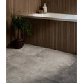 Ascoli porcelain grigio 40 x 60cm gray stone-effect bathroom floor tiles with subtle texture and natural veining