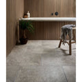 Ascoli porcelain grigio gray stone effect floor tiles with matte finish and subtle natural veining 40 x 60cm