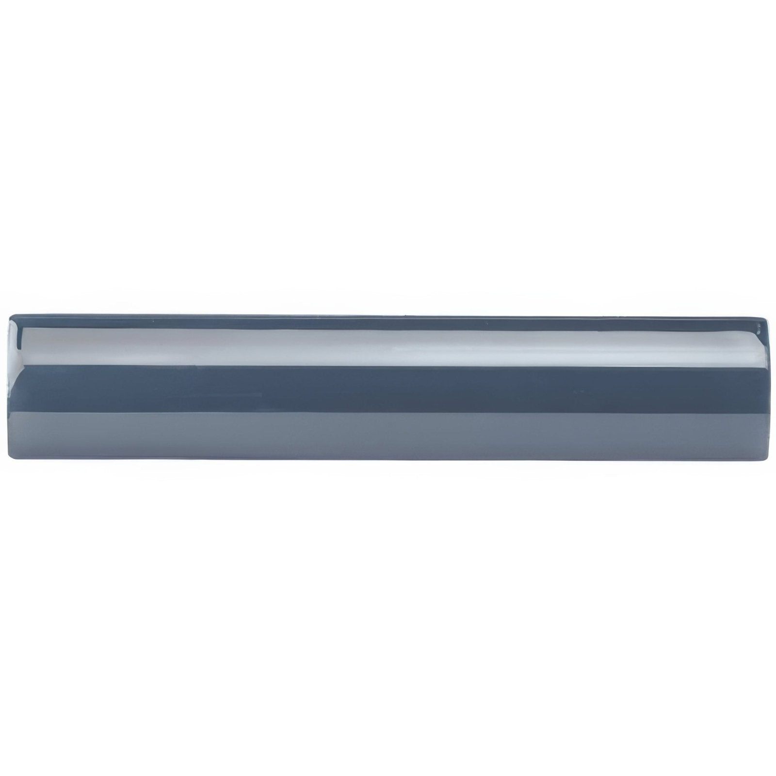 A sleek gray ceramic drawer pull with a glossy finish and subtle reflections for the ascot blue external corner