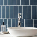 Ascot blue large brick chrome finished single-handle faucet with sleek modern design for bathroom or kitchen use