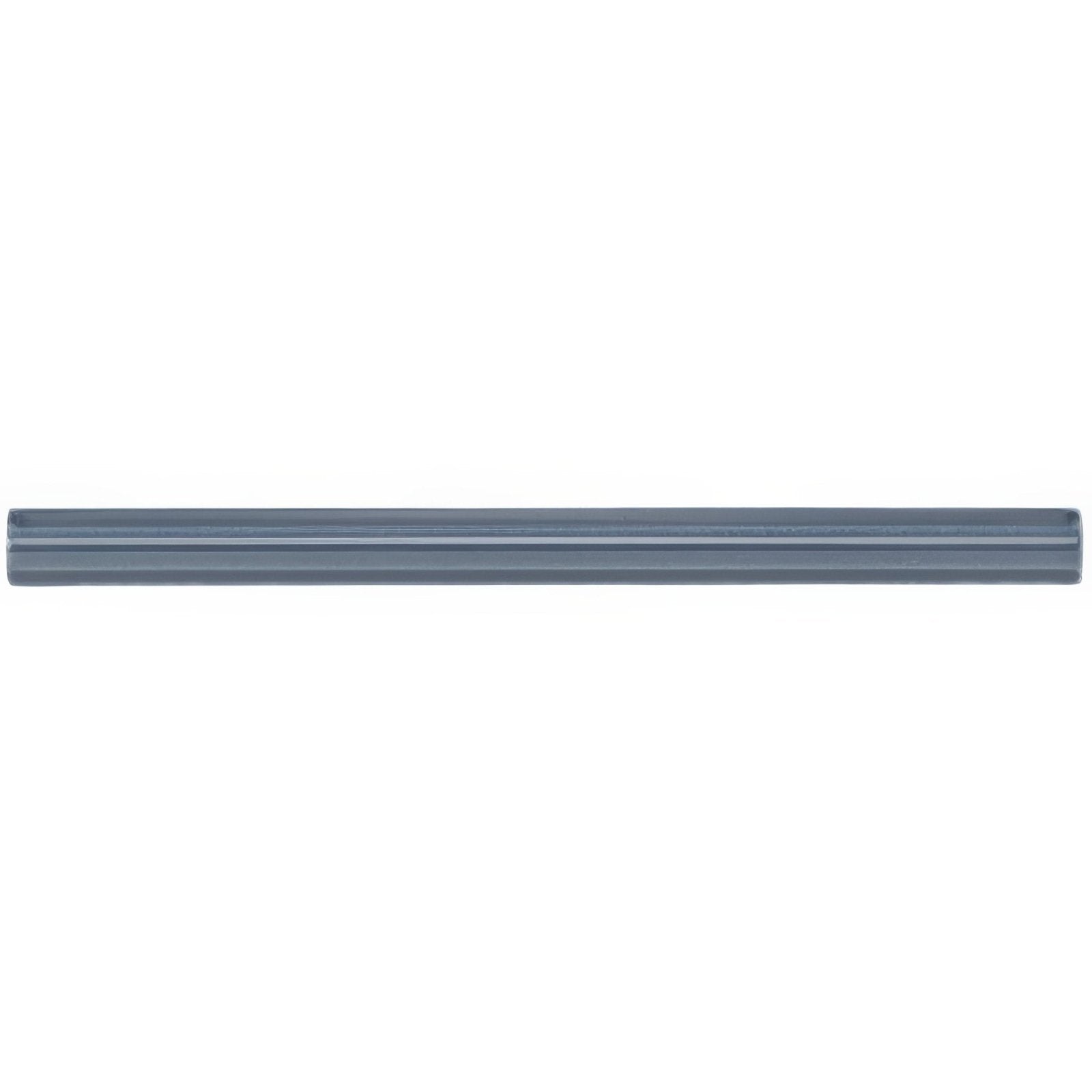 A sleek matte gray ceramic Ascot Blue Omega Dado tile with subtle ribbed texture and smooth edges