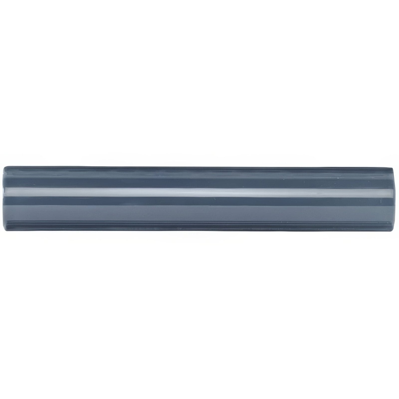 A sleek matte dark gray ascot blue sigma moulding tile with subtle horizontal ridges and a central lighter gray stripe