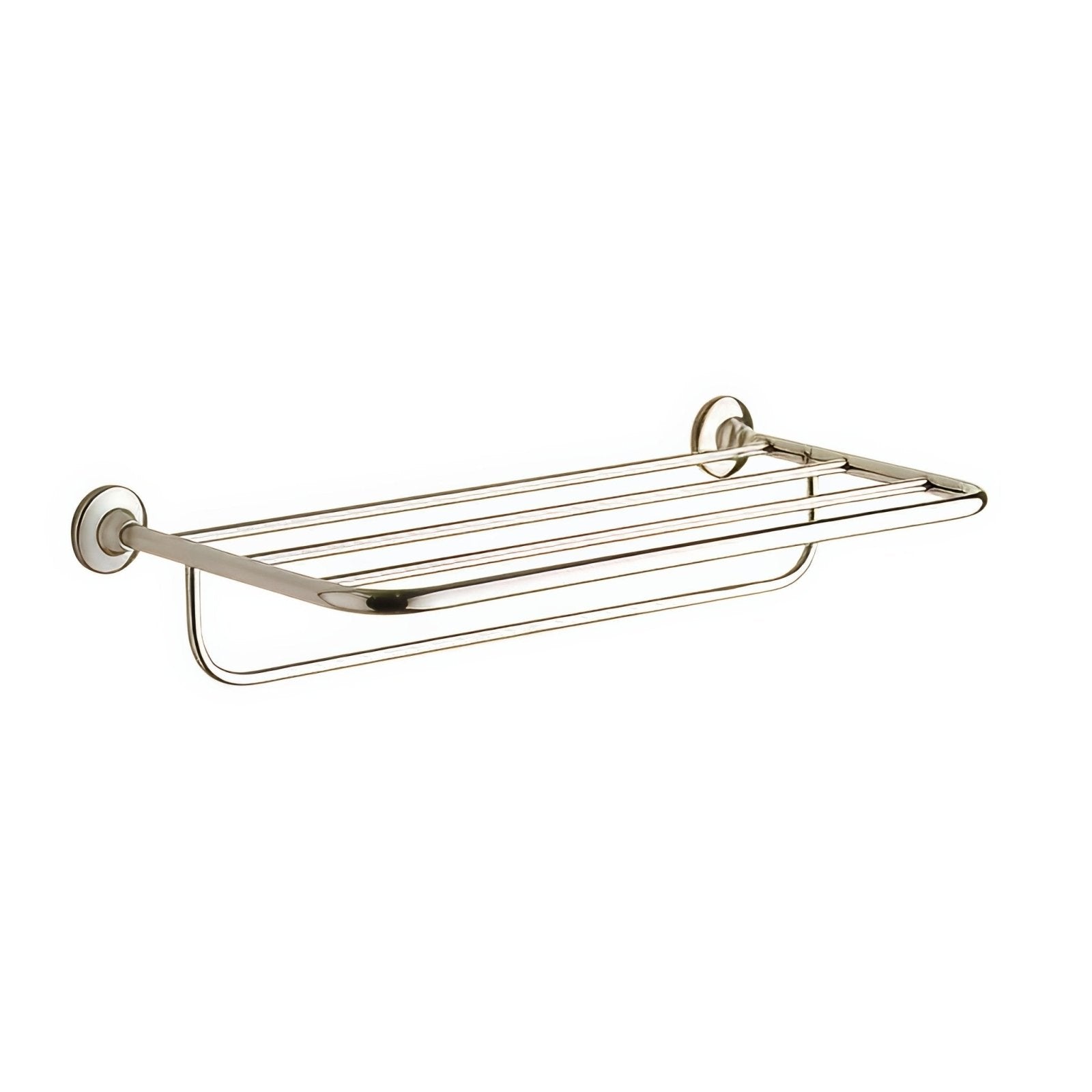 Ascot towel rack with arm chrome featuring a shiny nickel-finished metal design with curved edges and modern style