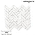Aspen herringbone mosaic white marble tile with subtle gray veining for elegant wall or floor design