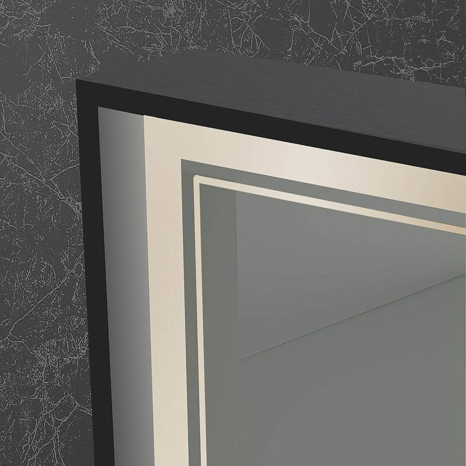 Astoria mirror 140 black featuring black-framed modern design with sleek minimalist style and layered beveled edges