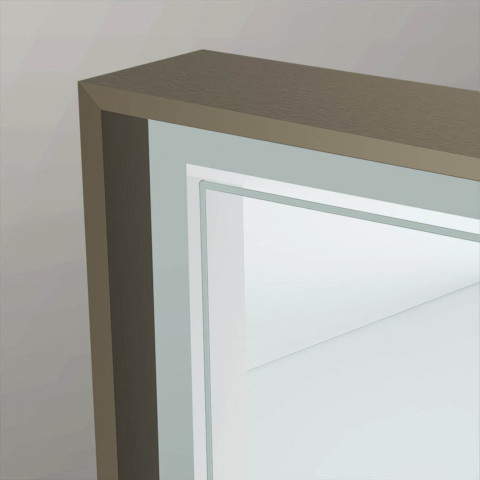 Brown wooden-framed astoria mirror 75 with sleek modern design in brushed bronze finish for elegant decor