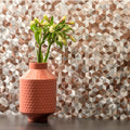 Astral Copper Aluminium Mosaic copper and silver hexagonal aluminium mosaic styled with a terracotta vase