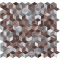 Metallic astral copper aluminium mosaic tile panel with hexagonal brushed finish in silver and copper shades