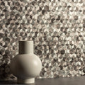 Astral Silver Aluminium Mosaic silver hexagonal aluminium mosaic styled with a cream ceramic vase