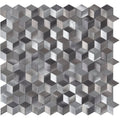 Astral silver aluminium mosaic featuring silver metallic hexagonal tiles with a brushed finish and 3d cube design