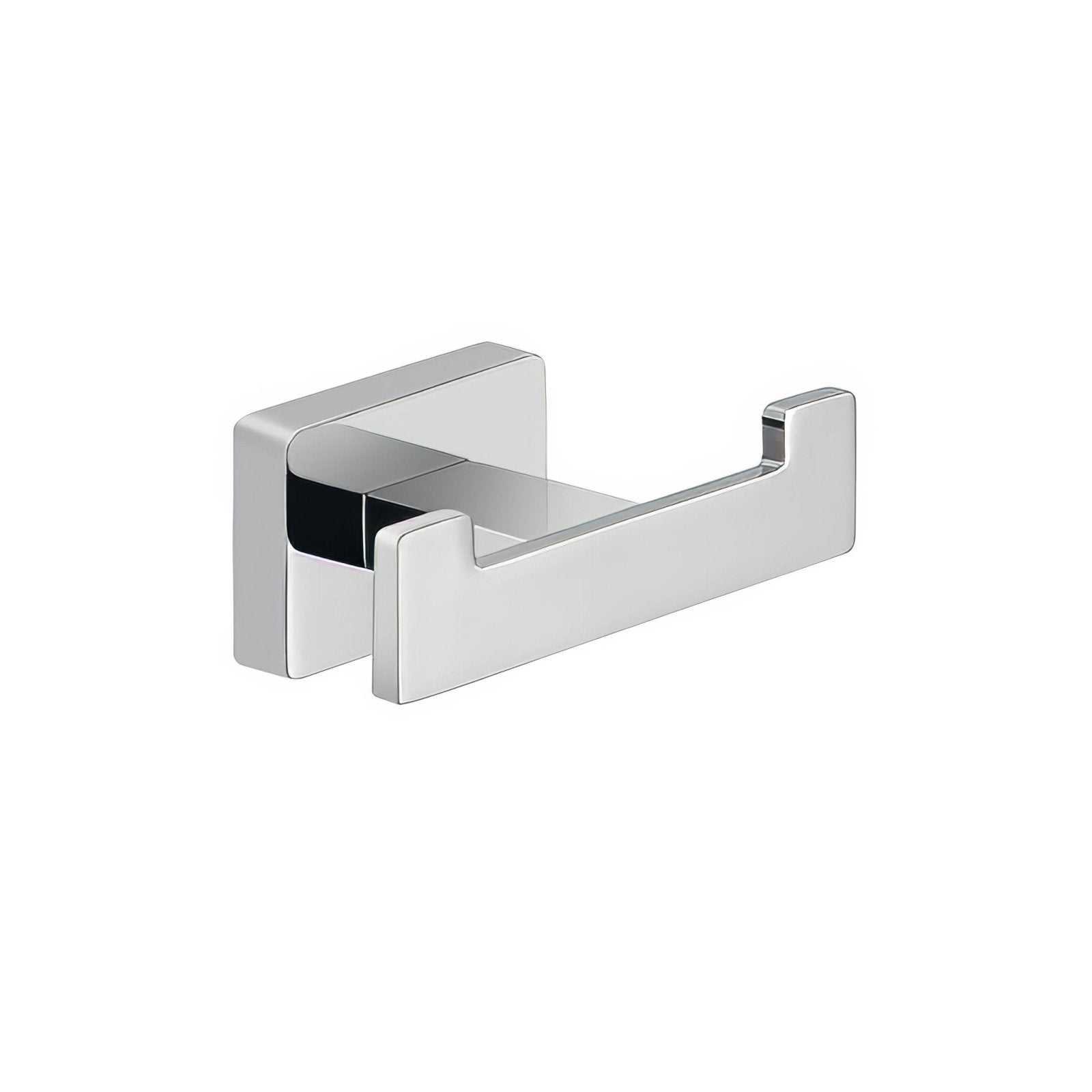 Atena double hook chrome modern chrome-finished double towel rack with sleek minimalist design for bathroom use