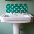 Atlantis Porcelain Mosaic Emerald in a bathroom setting