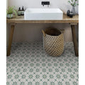 Woven wicker basket with handles in porcelain green for stylish storage and decor use