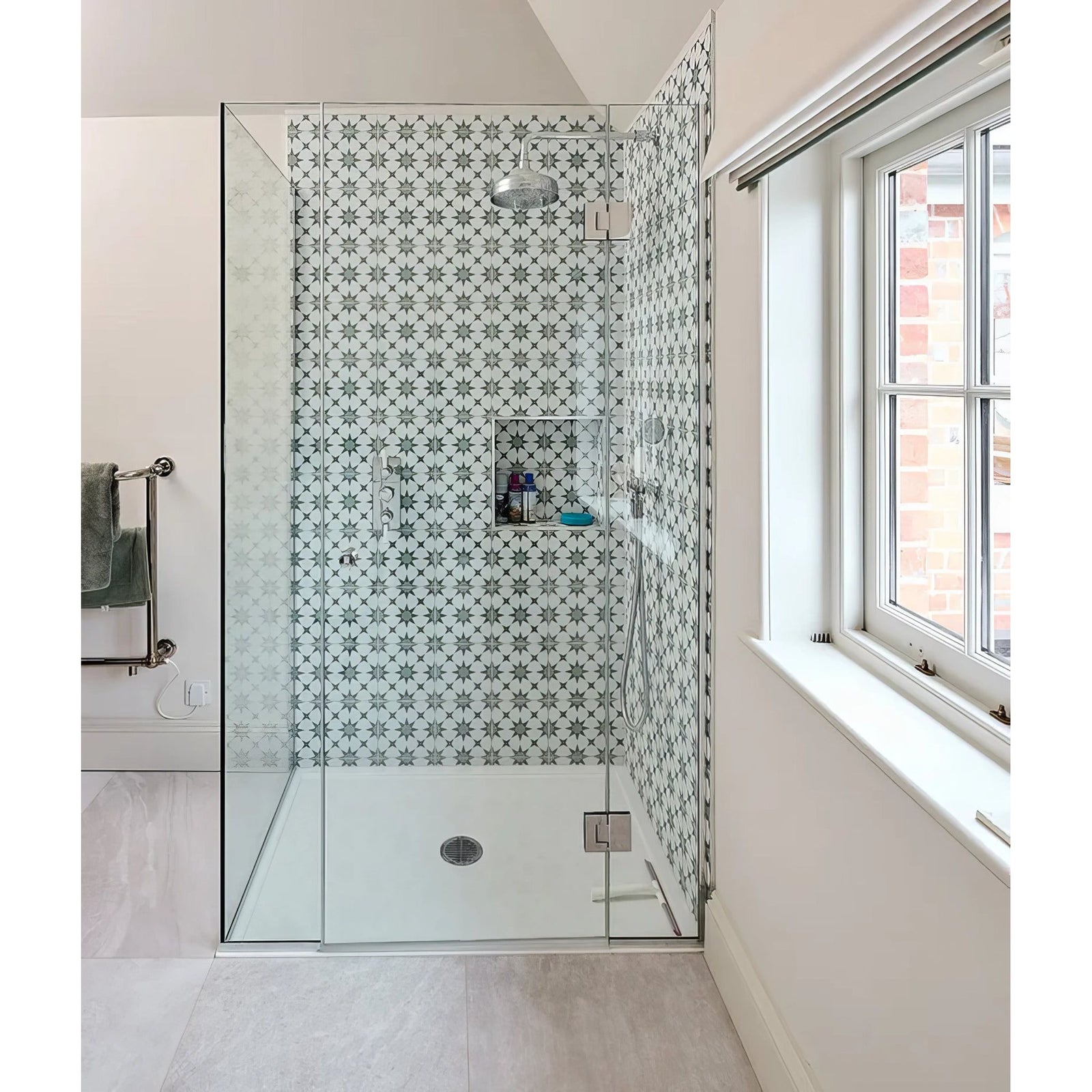 Atlas Porcelain Green in a bathroom setting
