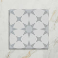 Square ceramic tile atlas porcelain soft grey with gray and white geometric star pattern for indoor use
