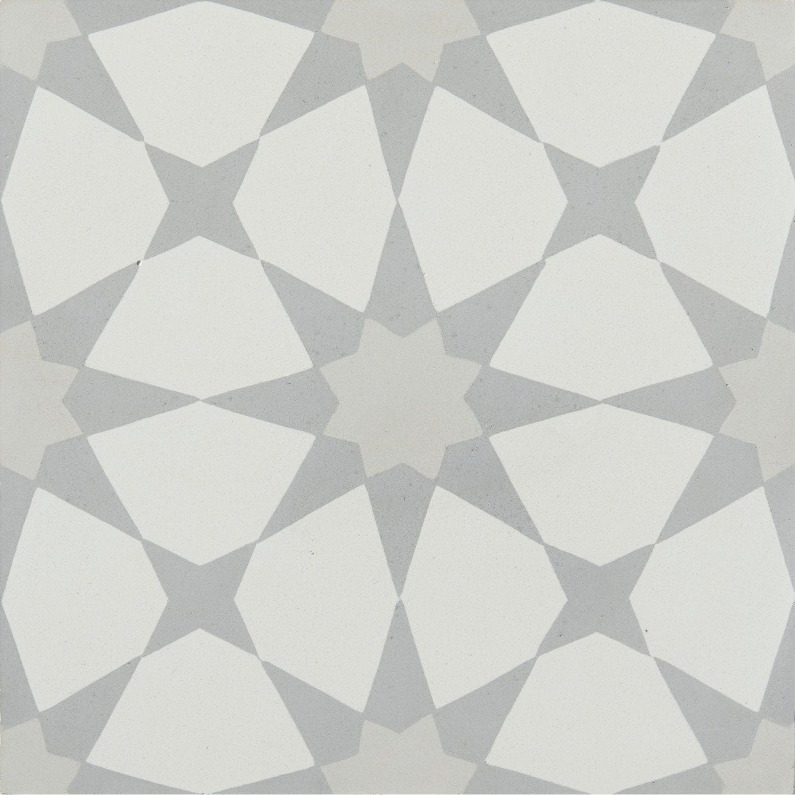 Atlas porcelain soft grey tile with gray and white geometric star pattern for flooring and wall use