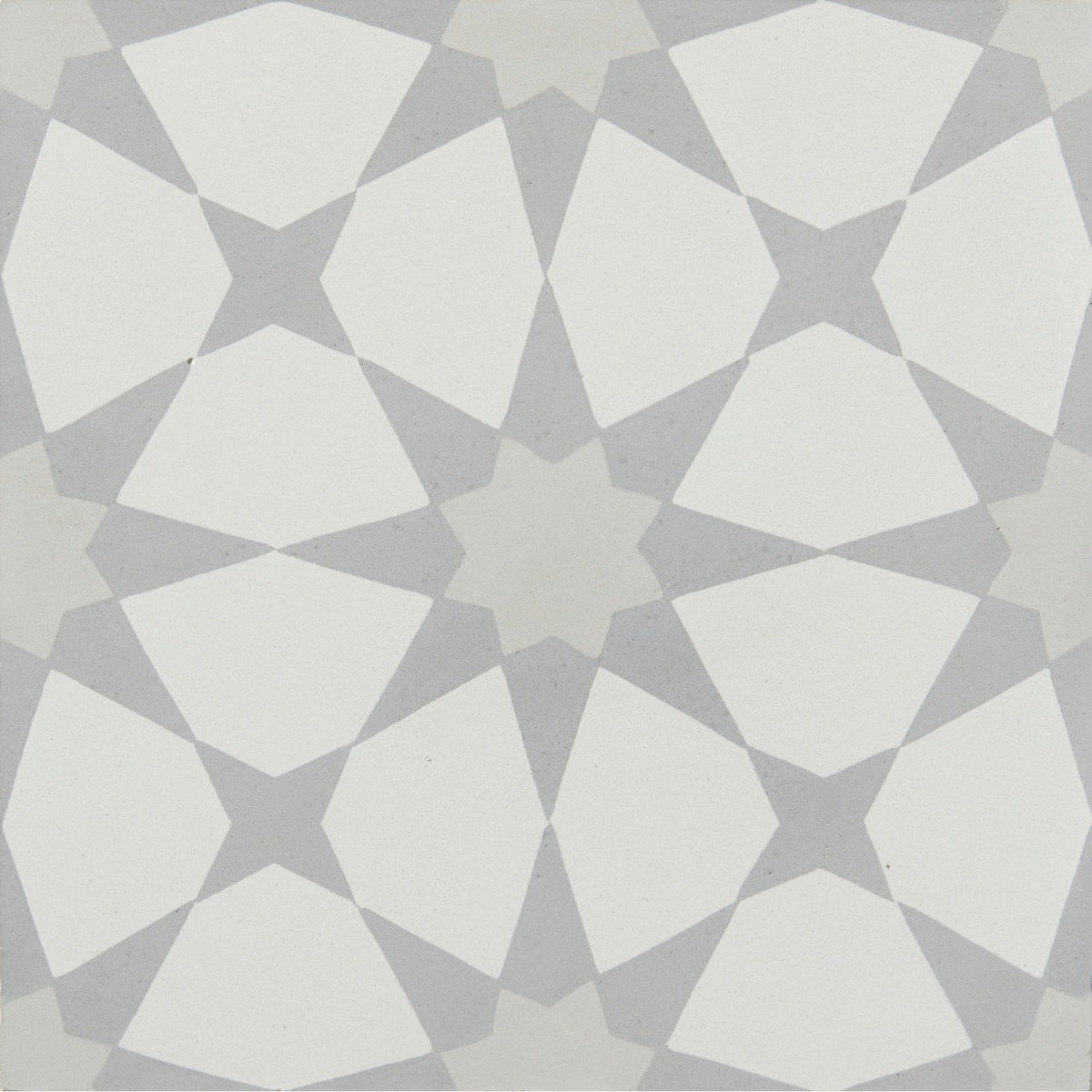 Atlas porcelain soft grey tile with gray and white geometric star pattern for flooring and wall use