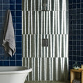 Silver corrugated metal shower wall panel from aurora borealis silver decorative glass collection