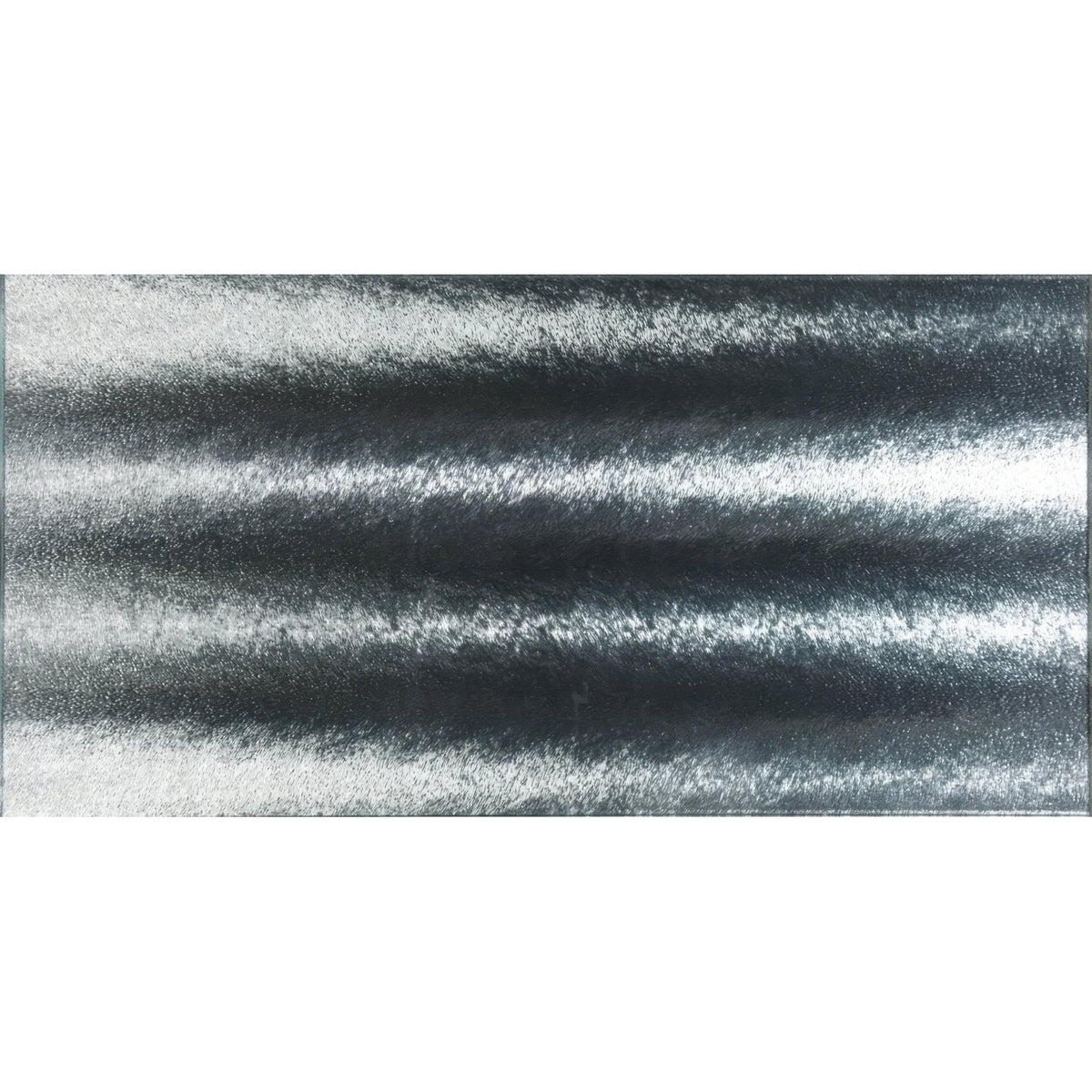 Aurora borealis silver decorative glass featuring a silver metallic corrugated textured wavy surface