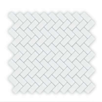 Aurora Herringbone White mosaic