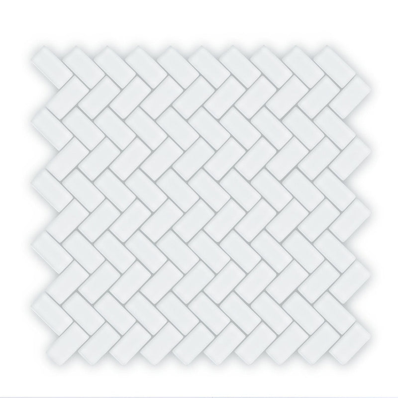 Aurora Herringbone White mosaic