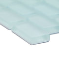 Aurora mini brick green mosaic light blue frosted glass tile with translucent sheen and softly rounded edges
