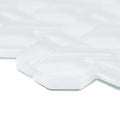 Aurora woven white mosaic tile with glossy hexagonal shapes and subtle textured surface for wall or floor use