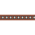 Terracotta and black diamond-patterned mosaic tile border from austen black brown red and dover white collection