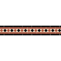 Austen black red and white decorative border tile strip with black terracotta and cream diamond pattern framed by black tiles