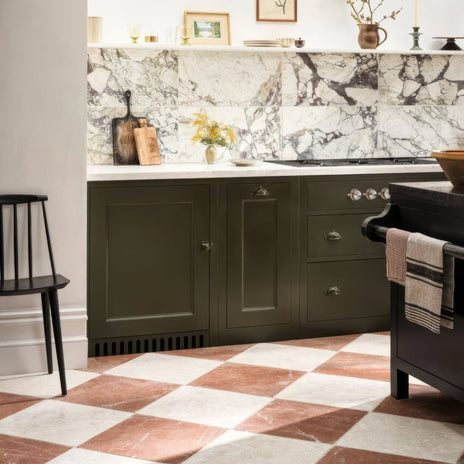 Avalon Tumbled Rosso Marble Tile terracotta marble tile with white veining