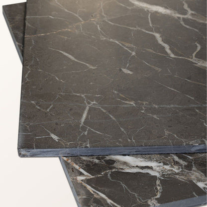Avante garde marble honed tile in dark gray with elegant white veining 45.7 x 45.7cm for flooring and walls