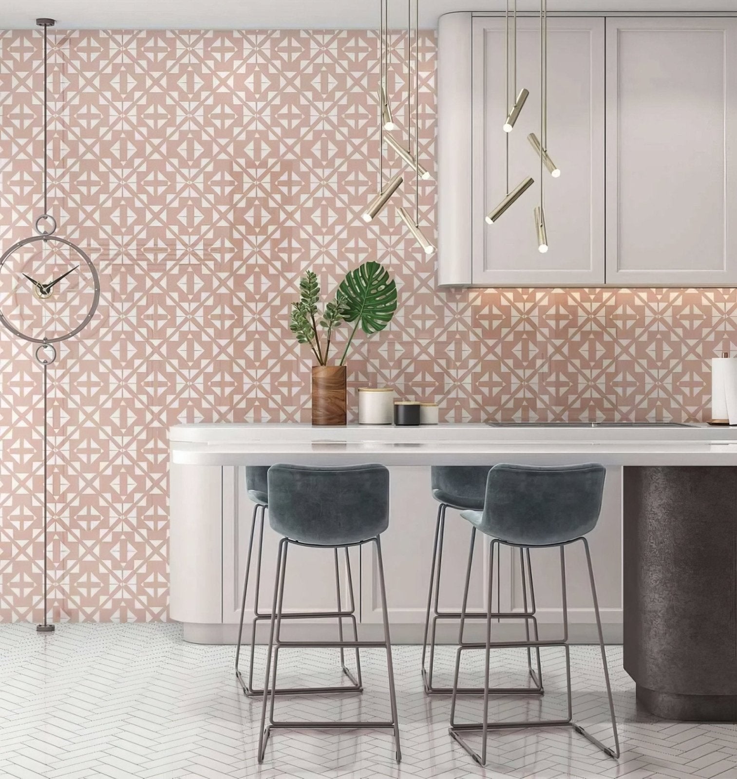 Aztec Pink White Shower Panel