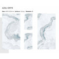 Glossy white and gray azul onyx marble tiles with swirling veining patterns in 60 x 120cm size